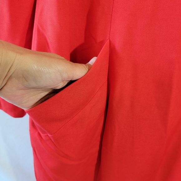 VTG Neiman Marcus Linen Blend Dress Coat Sz L Red Pocket Contemporary Old Money - Picture 7 of 12